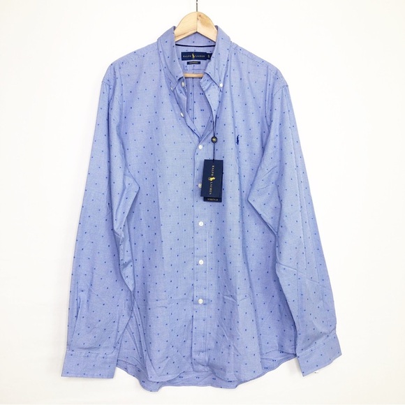 Ralph Lauren, blue print logo, stretch performance button down shirt - Picture 11 of 11